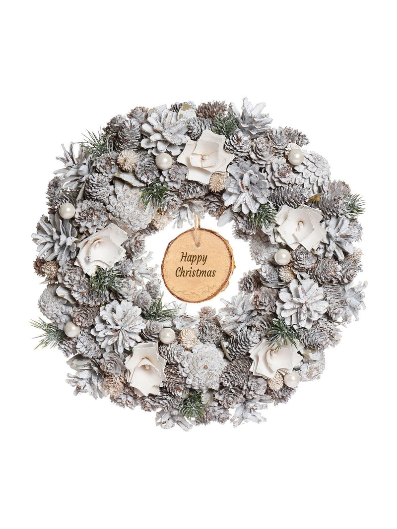 Dibor Personalised Christmas Wreath White 35cm, imported from the UK