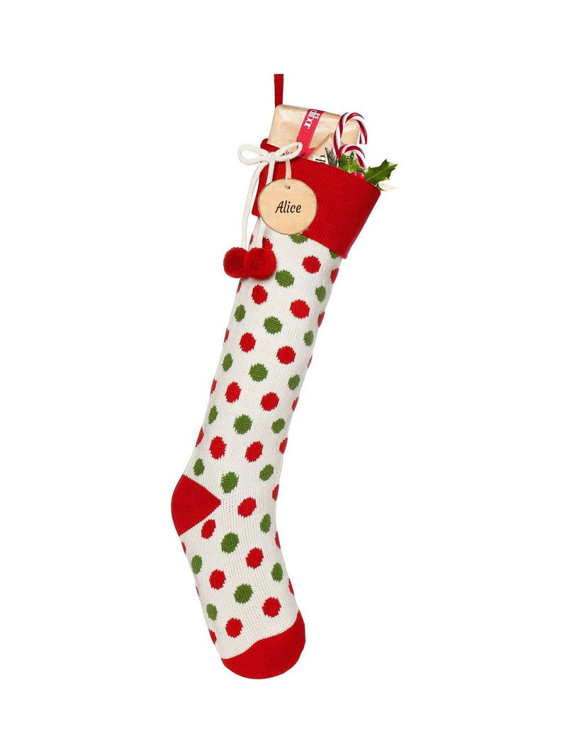 Dibor personalised polka dot Christmas stocking 58cm height - British product