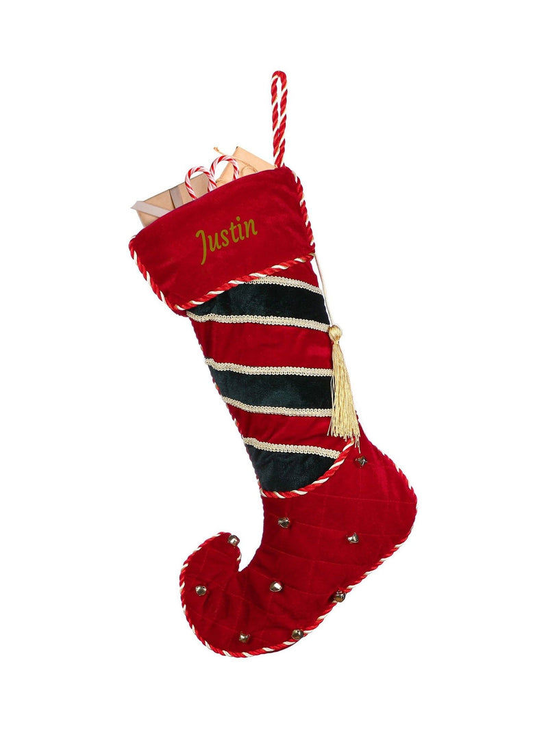 Dibor personalised velvet Christmas stocking, imported from the UK