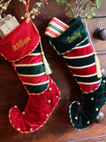 Dibor personalised velvet Christmas stocking with bells - British product