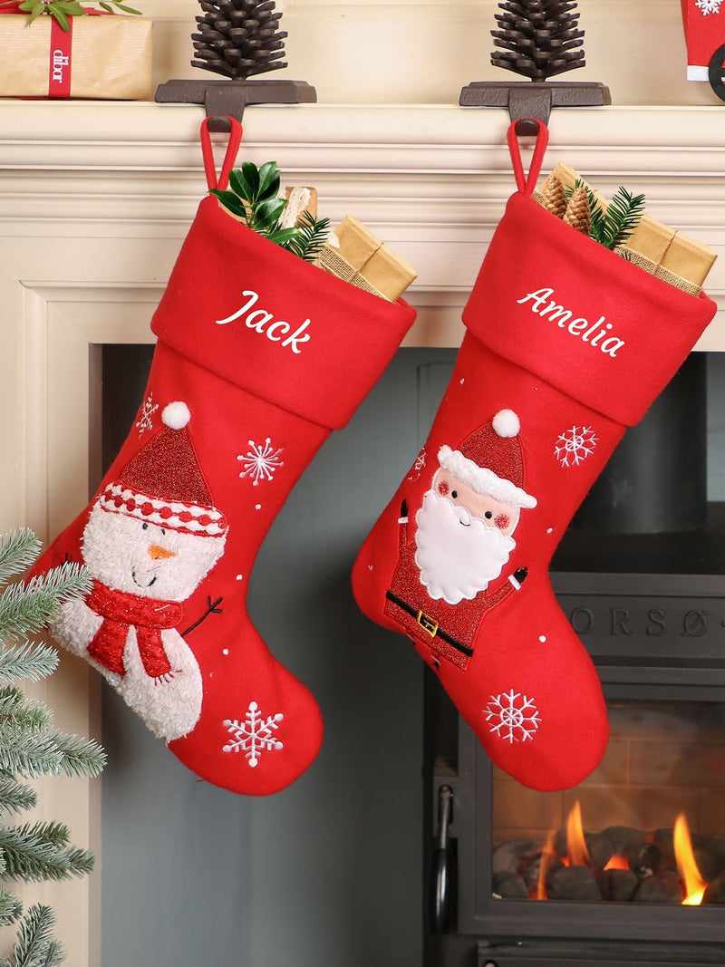 Dibor personalised Christmas stocking with snowman H40cm - British product