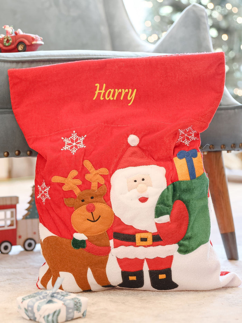Dibor Personalised Santa Sack plush velvet Christmas sack (British brand)