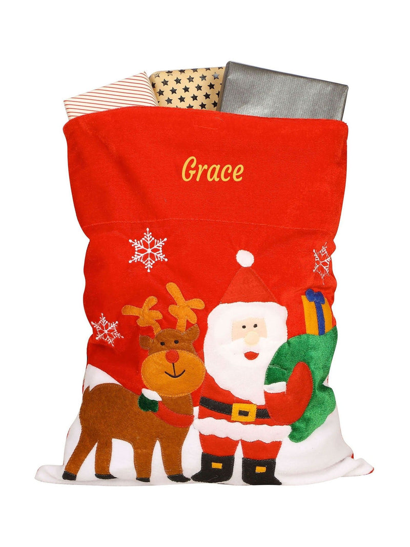 Dibor Personalised Santa Sack plush velvet Christmas sack (British brand)