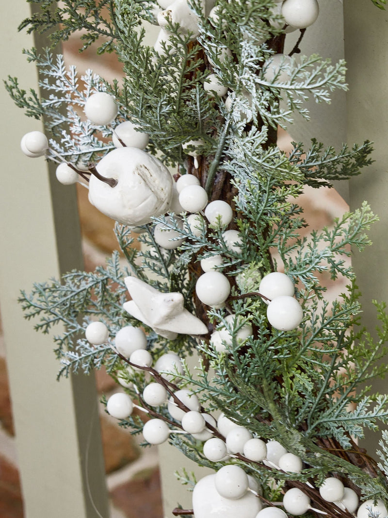 Dibor personalised Christmas wreath natural branches white berries, imported from the UK