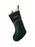 Dibor emerald green velvet Christmas stocking 46x26cm - British product