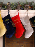 Dibor emerald green velvet Christmas stocking 46x26cm - British product