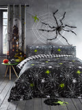 Bedlam Grey Spiders Glow in the Dark Duvet Cover Set