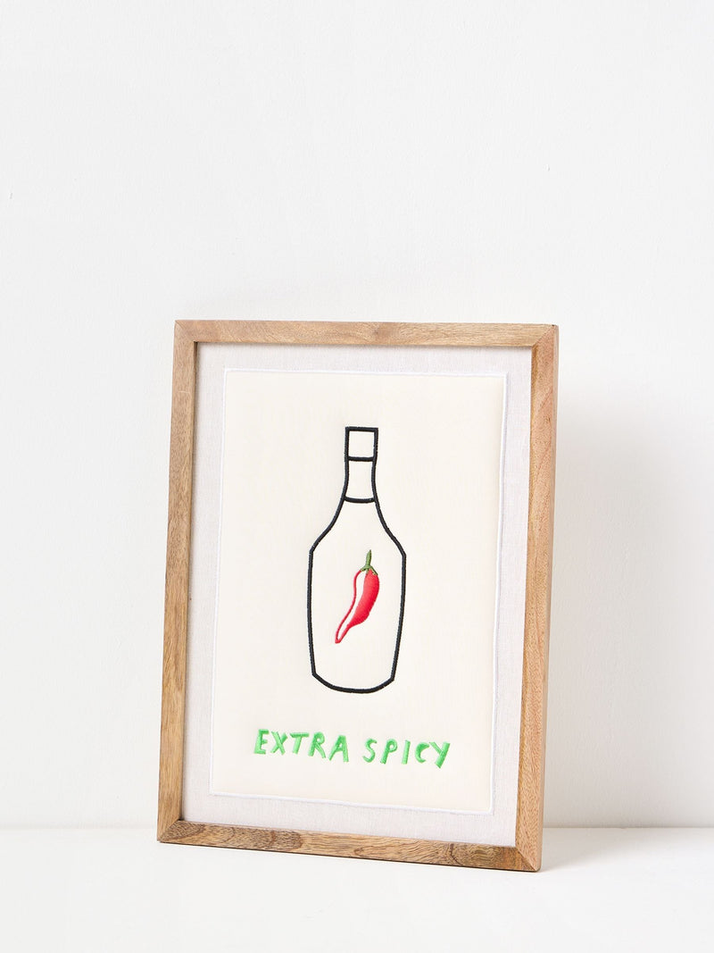 Oliver Bonas Multi Extra Spicy Embroidered Framed Wall Art