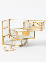 Next Oliver Bonas Gold Glass Swivel Tiered Jewellery Box- Buy online at McGrocer