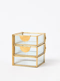 Oliver Bonas gold glass swivel tiered jewellery box, imported from the UK
