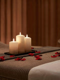 Lights4fun TruGlow bronze ombre LED pillar candle trio 15cm, UK version