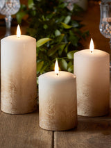 Next Lights4fun TruGlow Bronze Ombre LED Pillar Candle Trio 15cm- Buy online at McGrocer