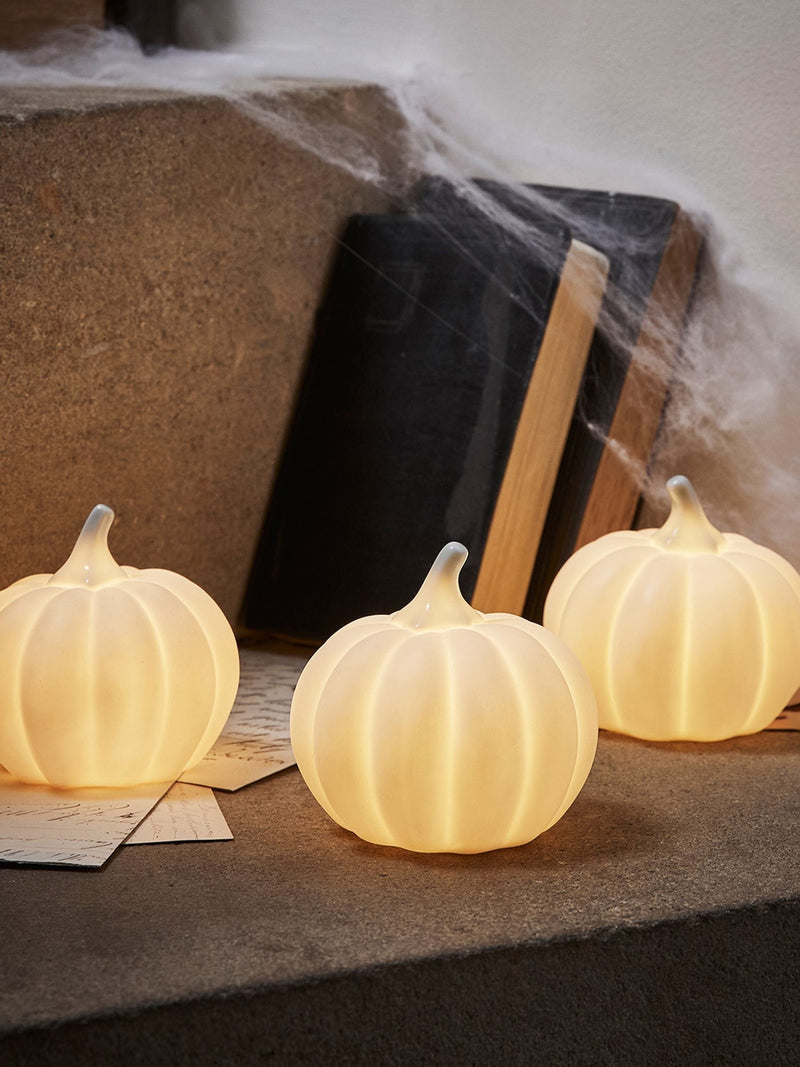 Lights4fun ceramic pumpkin trio with LED lights - British product