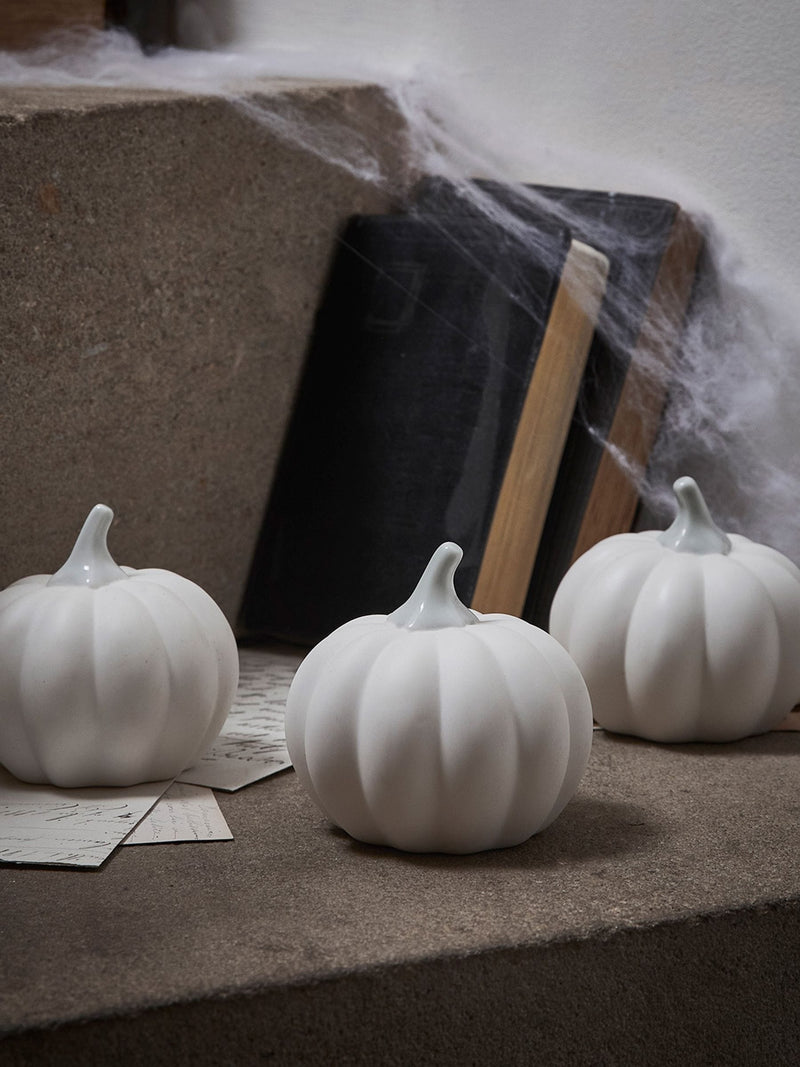 Lights4fun ceramic pumpkin trio with LED lights - British product