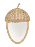 OYOY Mini Acorn Rattan Wall Mirror 42x31x8cm, imported from the UK