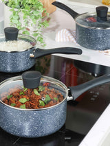 Next Russell Hobbs Blue Nightfall Stone Saucepan Set- Buy online at McGrocer