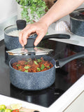 Russell Hobbs Blue Nightfall Stone saucepan set, imported from the UK