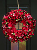 Next Dibor Red Winter Rose Wreath 35cm- Buy online at McGrocer