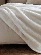 Next Yard Ecru Olann Faux Shearling Throw 180cm x 130cm- Buy online at McGrocer