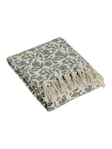 Next Paoletti Delph Blue Delphine Floral Cotton Fringed Throw 130cm x 170cm- Buy online at McGrocer