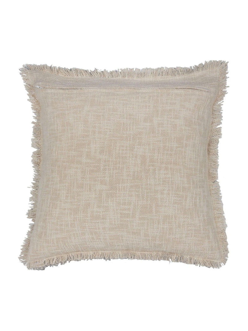 Paoletti blue damask fringed cushion 50cm - British product