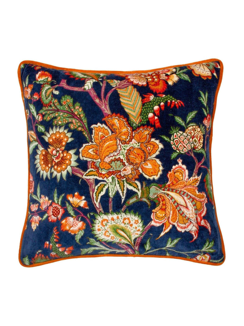 Wylder Royal Blue Georgia velvet piped cushion 45cm, imported from the UK