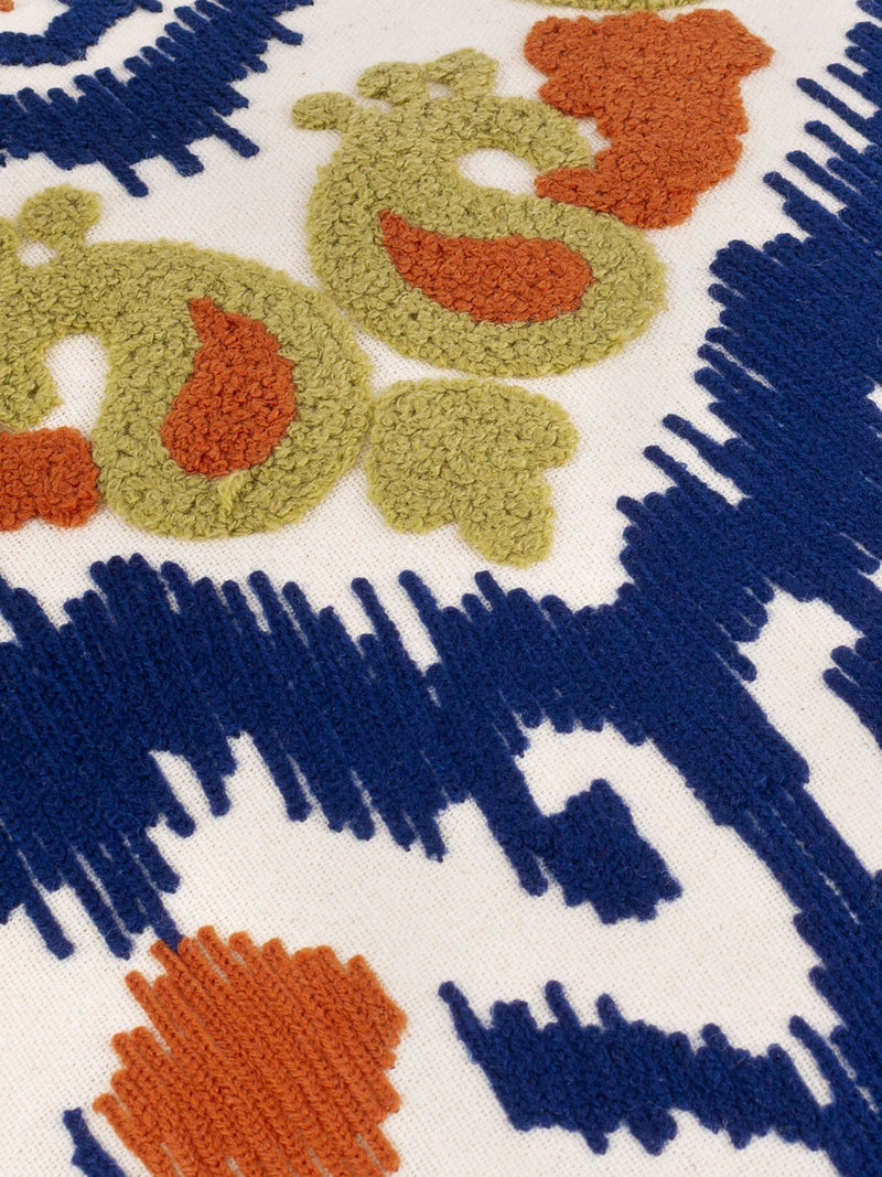 Paoletti embroidered ikat cushion 100% cotton, UK version