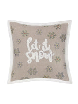 Next Paoletti Green Let It Snow Embroidered Boucle Cotton Cushion- Buy online at McGrocer
