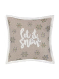 Paoletti green Christmas cushion with Let It Snow embroidery - British product