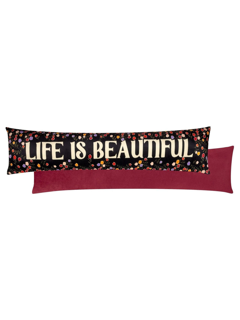 Furn multicolour Life Is Beautiful velvet draught excluder, imported from the UK