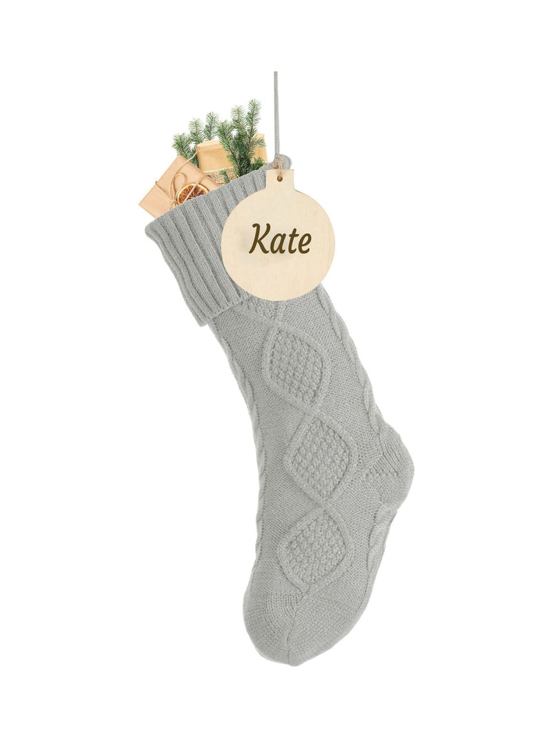 Dibor grey cable knit Christmas stocking 50cm, UK version