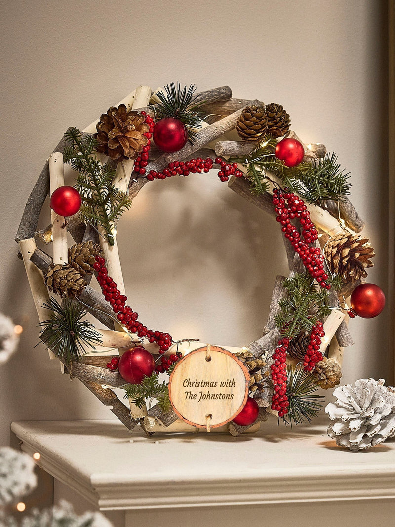 Dibor Personalised Christmas wreath 30cm, imported from the UK