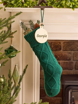 Next Dibor Personalised Green Cable Knit Christmas Stocking 50cm- Buy online at McGrocer
