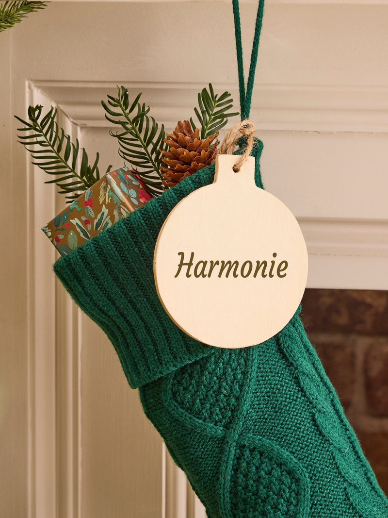 Dibor green cable knit Christmas stocking 50cm, imported from the UK