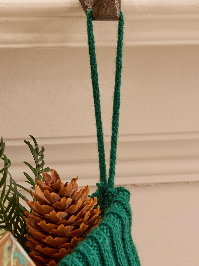 Dibor green cable knit Christmas stocking 50cm, imported from the UK