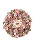 Dibor Personalised Pink Roses Christmas Wreath 38cm, imported from the UK