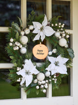 Next Dibor Personalised Christmas Wreath Natural Grapevine Forest Green White 55cm- Buy online at McGrocer
