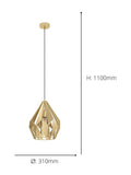 Eglo Gold Carlton pendant ceiling light 31cm (British brand)