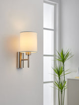 Next Eglo Pasteri Satin Nickel Fabric and Steel Wall Light with Switch- Buy online at McGrocer