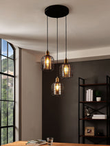 Next Eglo Chisle Bronze Metal and Glass 3-Light Pendant Ceiling Light- Buy online at McGrocer