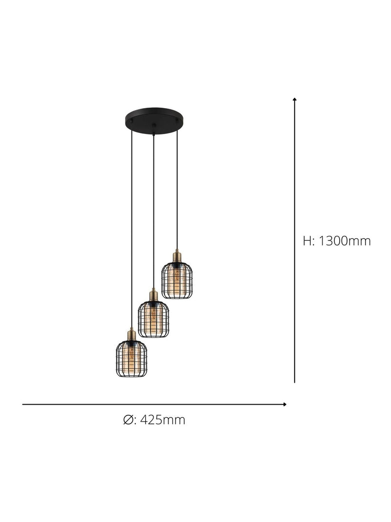 Eglo bronze chisle 3-light pendant ceiling light, imported from the UK