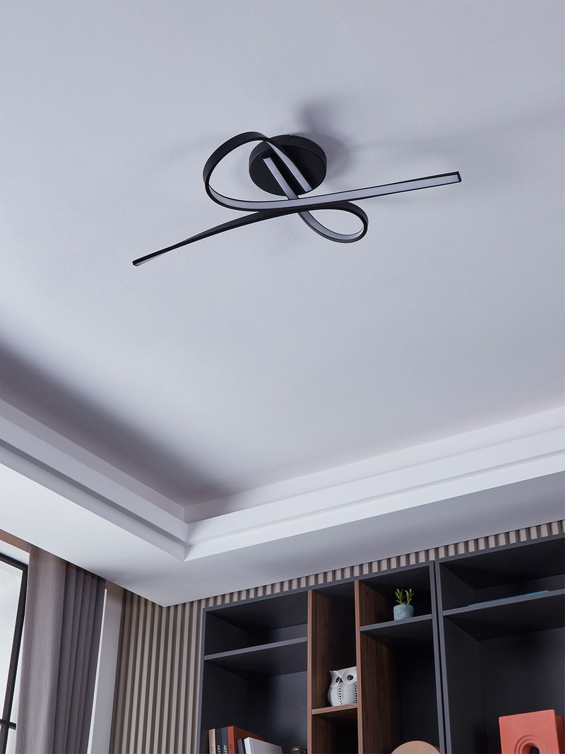 Eglo Selvina 1 black LED flush ceiling light, imported from the UK