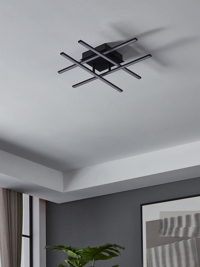 Eglo Black Lasana 3 LED flush ceiling light, imported from the UK