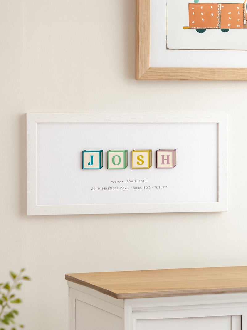 No Ordinary Gift wooden building blocks personalised baby print 18x40cm (British brand)