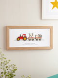 No Ordinary Gift tractor print in oak 18x40cm, imported from the UK