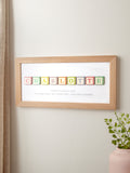 No Ordinary Gift wooden building blocks personalised baby print oak frame 18x40cm (British brand)