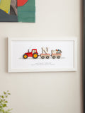 No Ordinary Gift personalised wooden tractor print baby gift 18x40cm, imported from the UK
