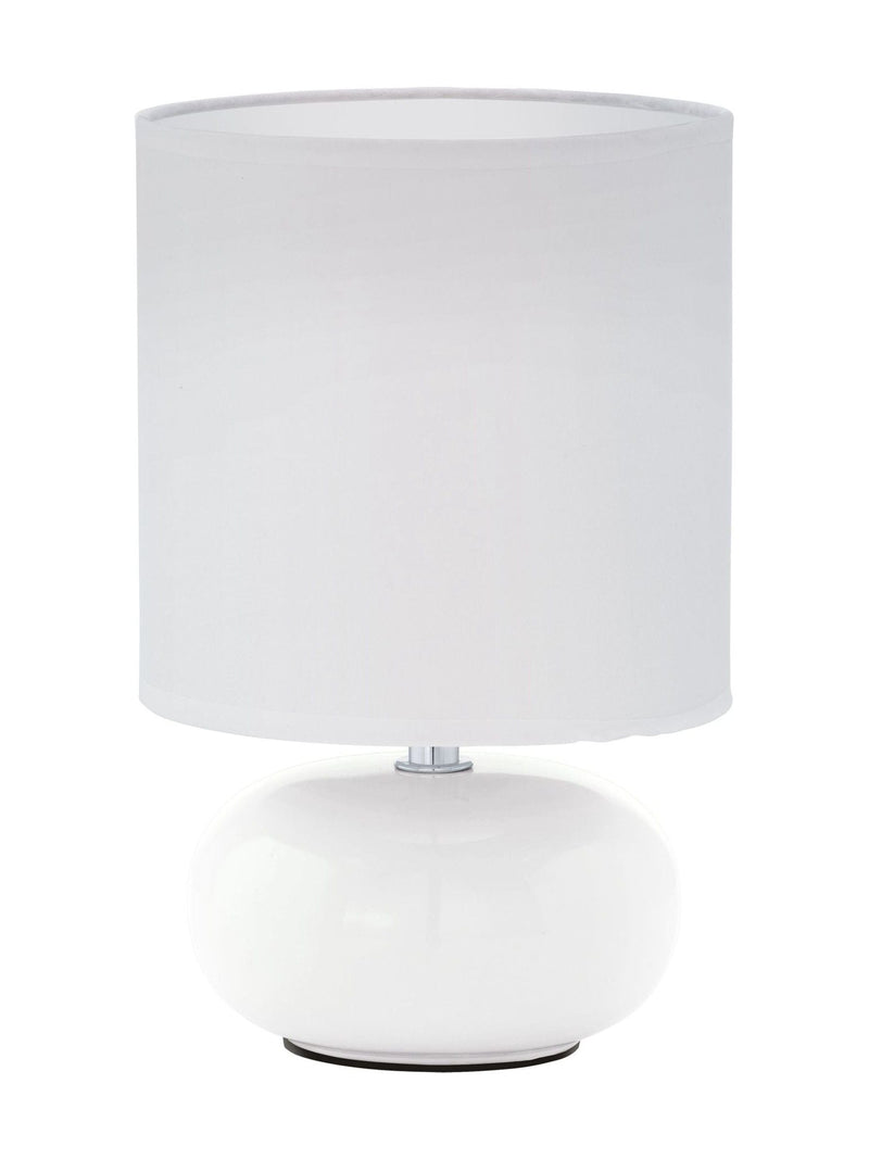 Eglo white ceramic table lamp with fabric shade, imported from the UK