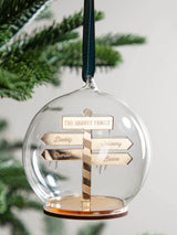 Next No Ordinary Gift Metallic Mirror Personalised Family Sign Post Christmas Bauble 10x10cm- Buy online at McGrocer