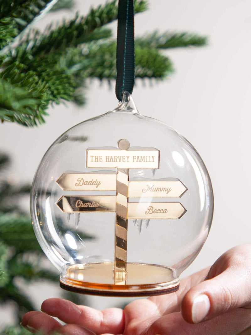 No Ordinary Gift personalised family Christmas bauble 10x10cm (British brand)
